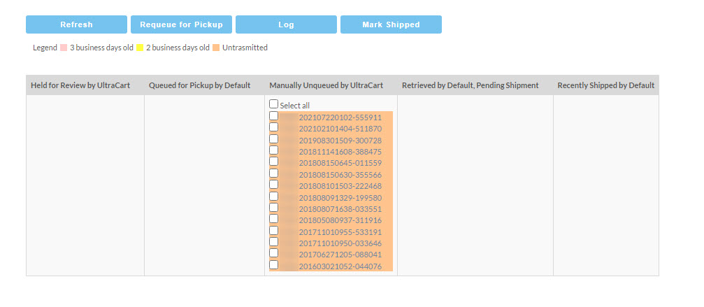 screenshot image of the Shipping Department in Fulfillment Provider View.