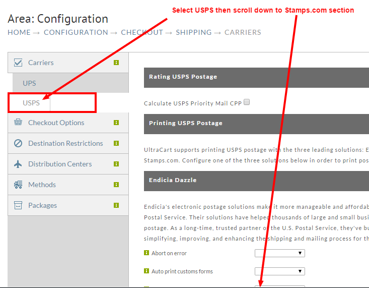 UltraCart-Stamps-configuration section.PNG