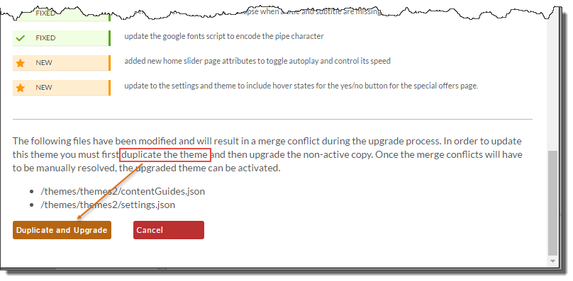 The merge conflict warning