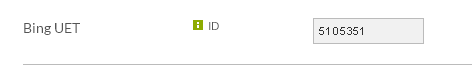 The Bing UET tag id field