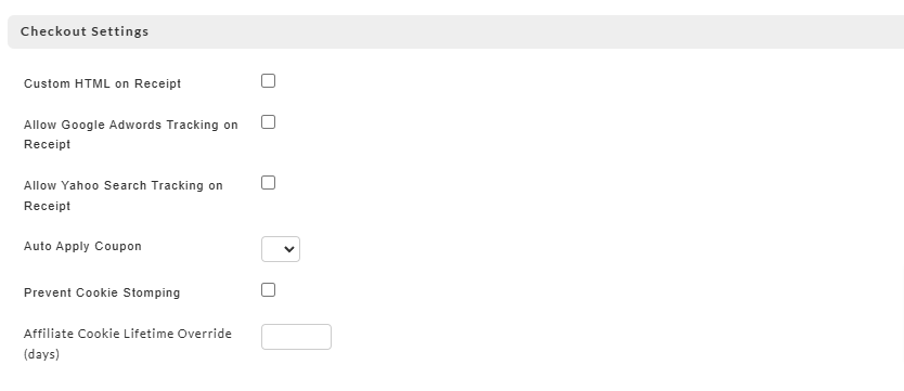 Affiliate Editor - Checkout Settings