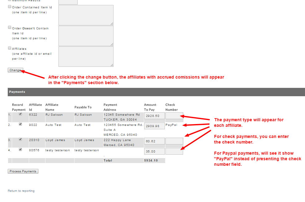 Affiliate Maangement - Process Payments Form - search results view.PNG
