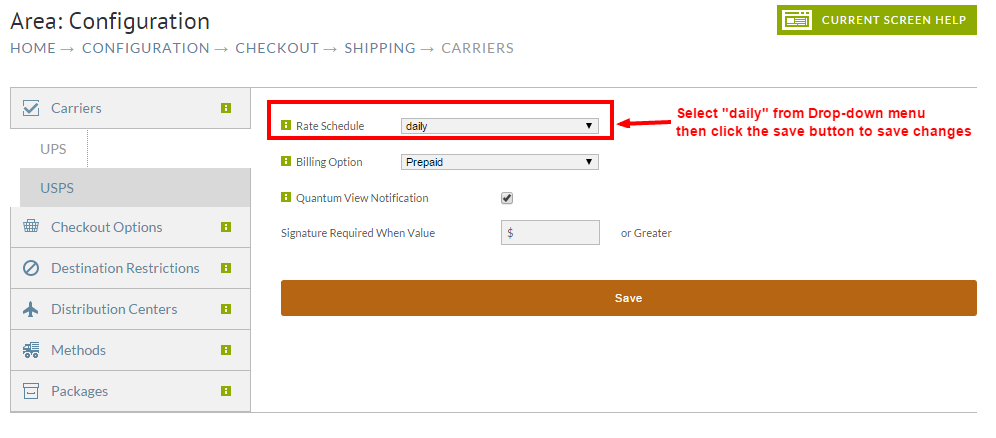 UPS Configuration tab in Shipping configuration.PNG