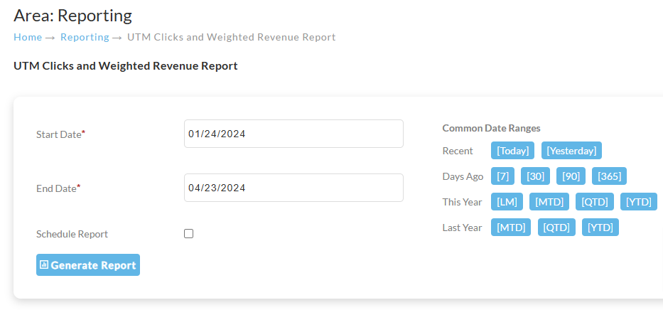 Set Date Range to Generate the Report