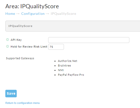 Configuration fields for IPQ