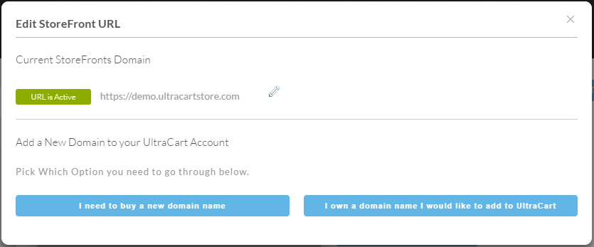 Edit Storefront URL Dialog Window image