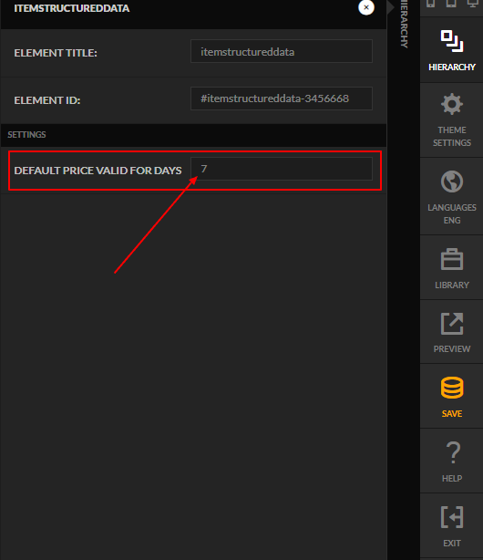 screenhot image of ITEMSTRUCTUREDDATA Visual Builder Element Settings panel.