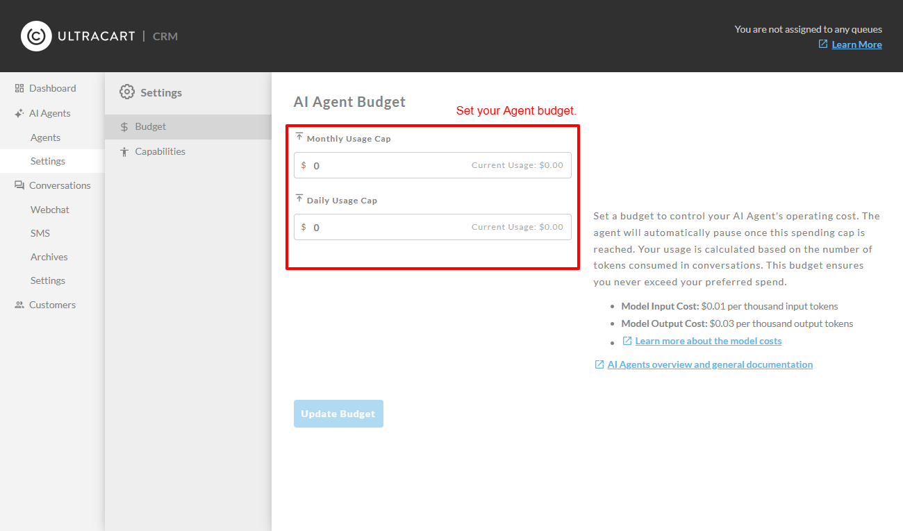 AI Agent budget caps annotated