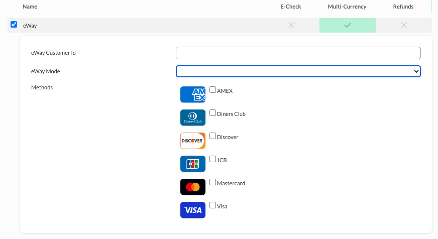 UltraCart eWay gateway configuration screen