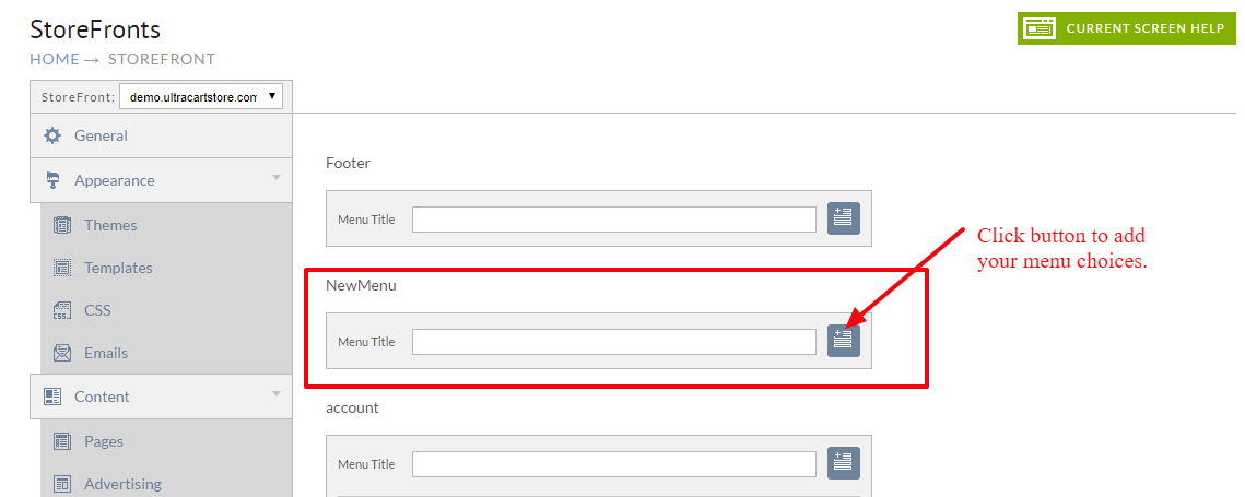 Add new menu items in menus page.PNG