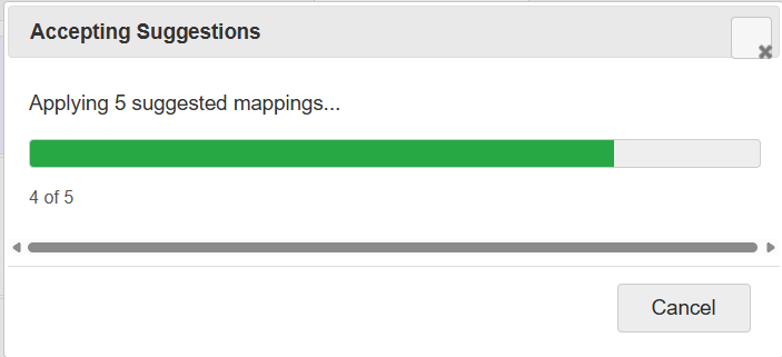 Accepting Suggestions progress dialog with a Cancel button